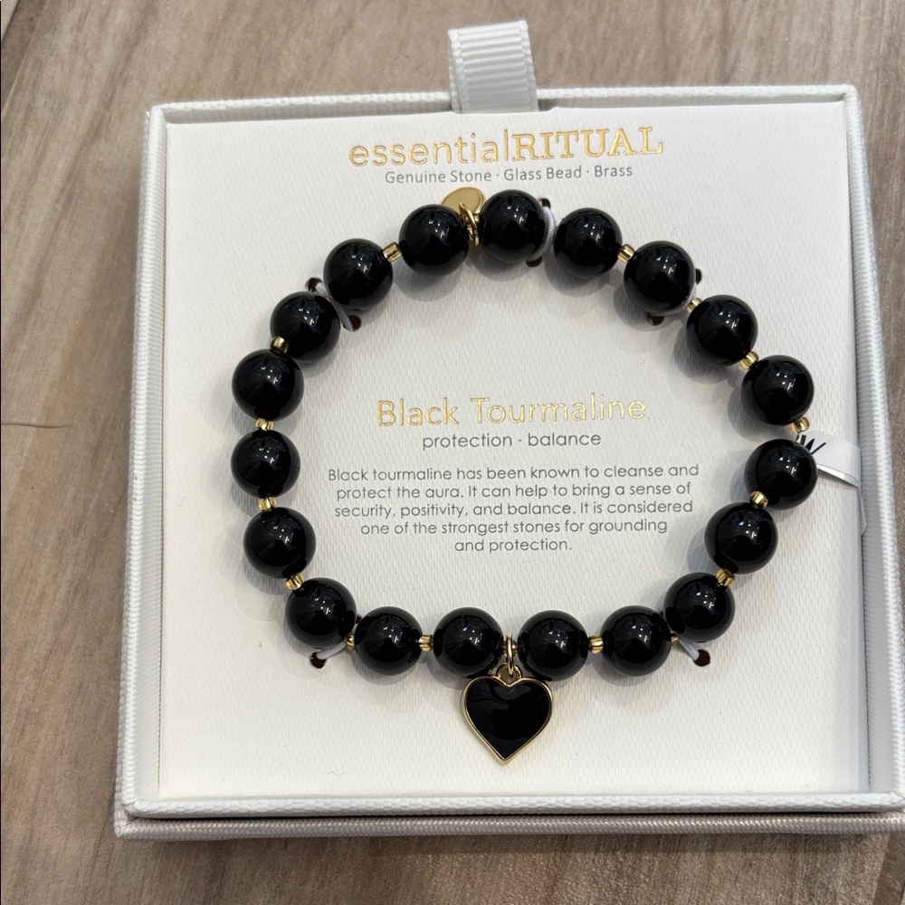 NIB EssentialRitual Black heart Tourmaline Bracelet